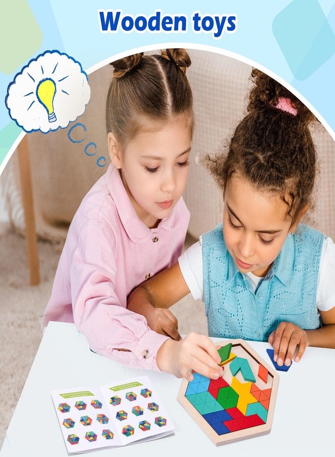 3 otters Wooden Puzzles for Kids, Educational Brain Teaser Game, Shape Sorting Board with Guide Book, Montessori Learning Toys - Image 3